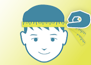 An illustration of a person measuring a child's head.